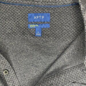 Apt 9 Shirt Mens Size L Premier Flex Knit Casual Pocket Button Up Gray & Black